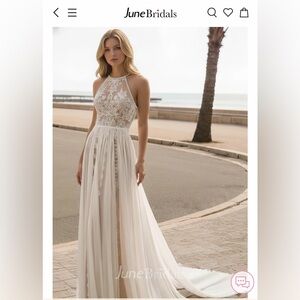 NWT~ Bohemian Halter Neck Lace Wedding Dress